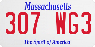 MA license plate 307WG3