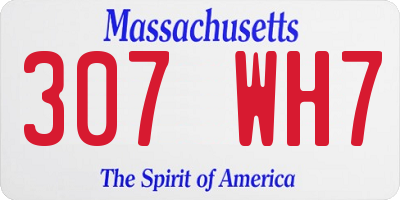 MA license plate 307WH7