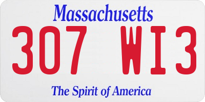 MA license plate 307WI3