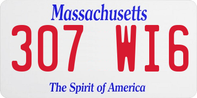 MA license plate 307WI6