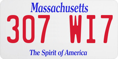 MA license plate 307WI7