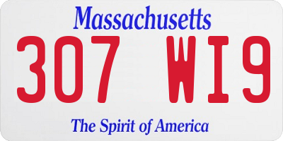MA license plate 307WI9