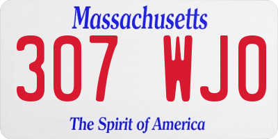 MA license plate 307WJ0