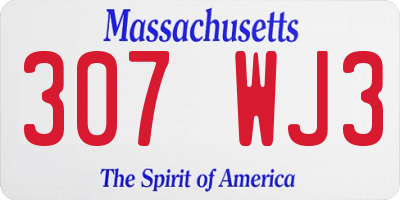 MA license plate 307WJ3