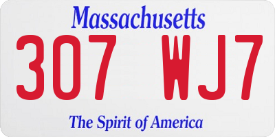 MA license plate 307WJ7