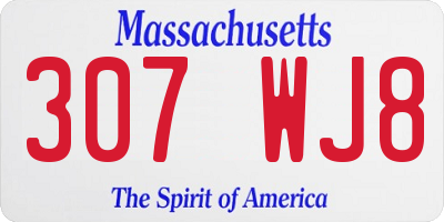 MA license plate 307WJ8