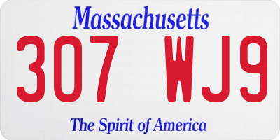 MA license plate 307WJ9