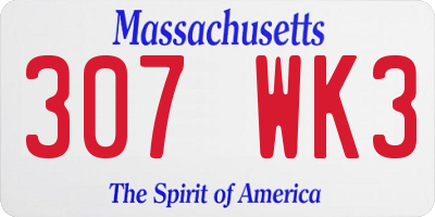 MA license plate 307WK3