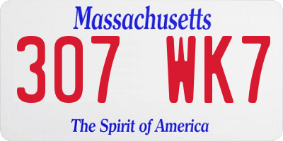 MA license plate 307WK7
