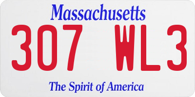 MA license plate 307WL3
