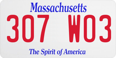 MA license plate 307WO3