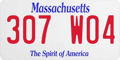 MA license plate 307WO4