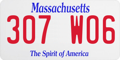MA license plate 307WO6