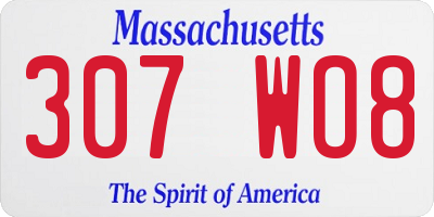 MA license plate 307WO8