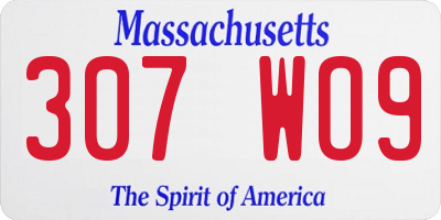 MA license plate 307WO9