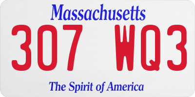MA license plate 307WQ3