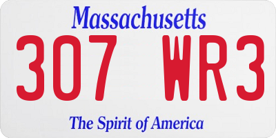 MA license plate 307WR3