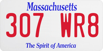MA license plate 307WR8