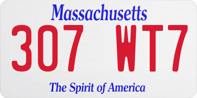 MA license plate 307WT7