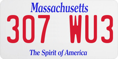 MA license plate 307WU3