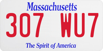 MA license plate 307WU7