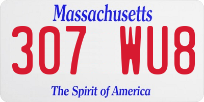 MA license plate 307WU8