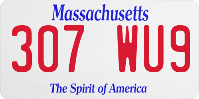 MA license plate 307WU9