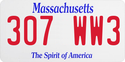 MA license plate 307WW3