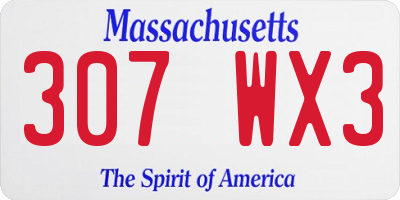 MA license plate 307WX3