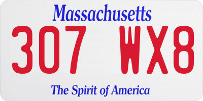 MA license plate 307WX8