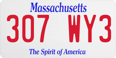 MA license plate 307WY3