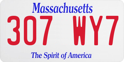 MA license plate 307WY7