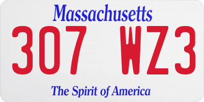 MA license plate 307WZ3