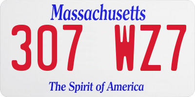 MA license plate 307WZ7