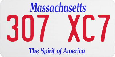 MA license plate 307XC7