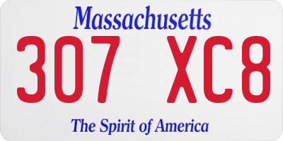MA license plate 307XC8