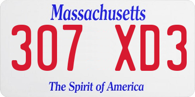 MA license plate 307XD3