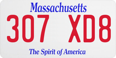 MA license plate 307XD8