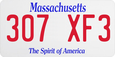 MA license plate 307XF3