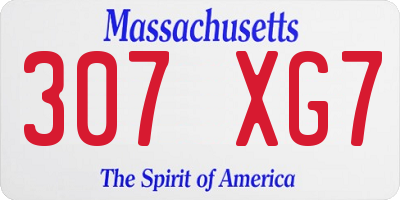 MA license plate 307XG7