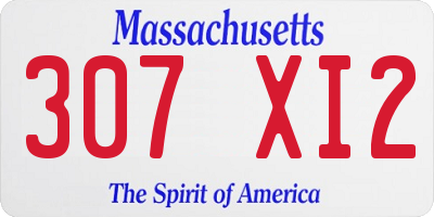 MA license plate 307XI2