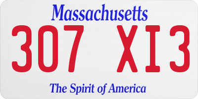 MA license plate 307XI3