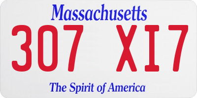MA license plate 307XI7