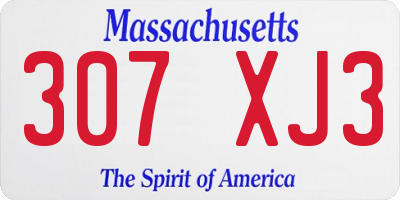 MA license plate 307XJ3