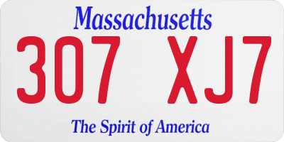 MA license plate 307XJ7