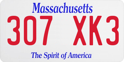 MA license plate 307XK3
