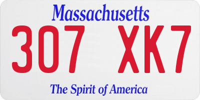 MA license plate 307XK7