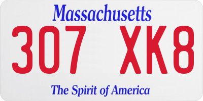 MA license plate 307XK8