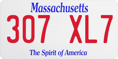 MA license plate 307XL7