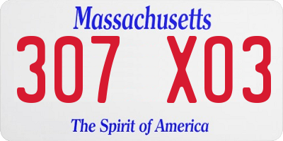 MA license plate 307XO3